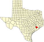 Map of Texas highlighting Fort Bend County